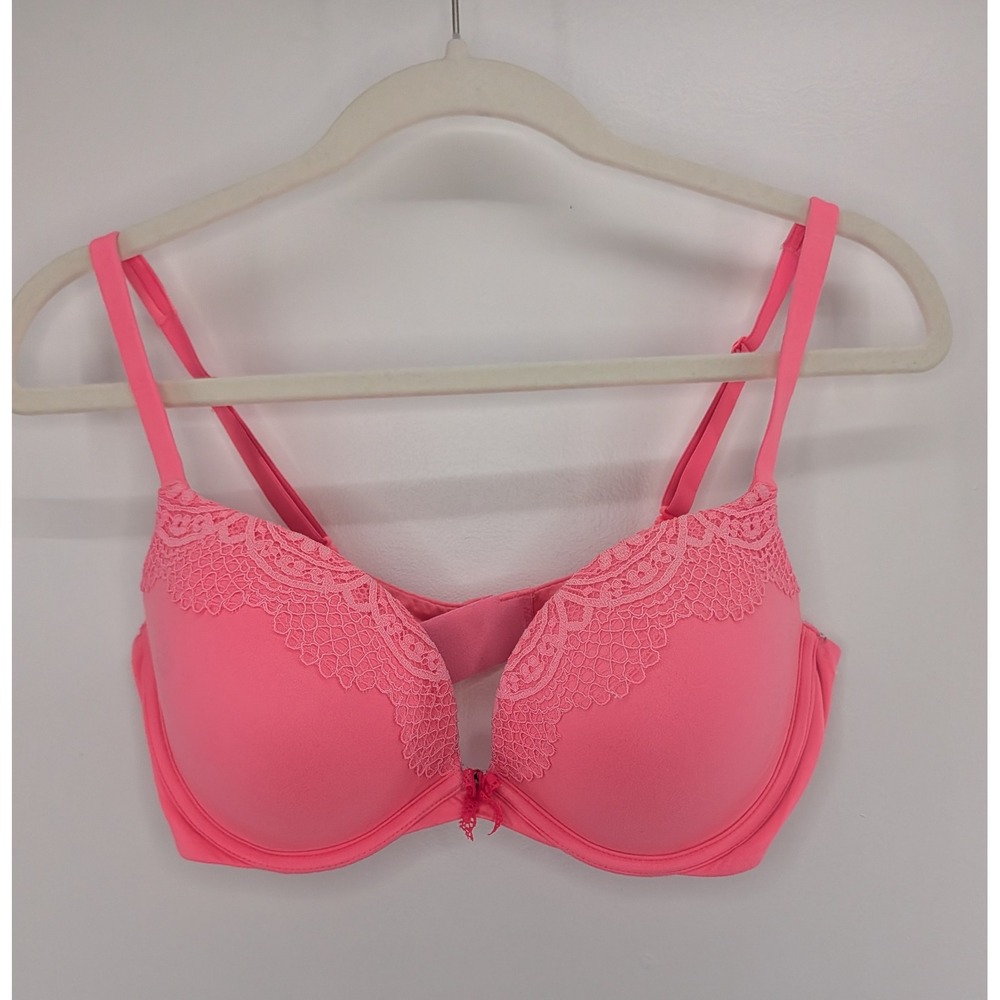 Victorias Secret Body by Victoria Push-Up Bra Pink Lace Trim 36D Underwire